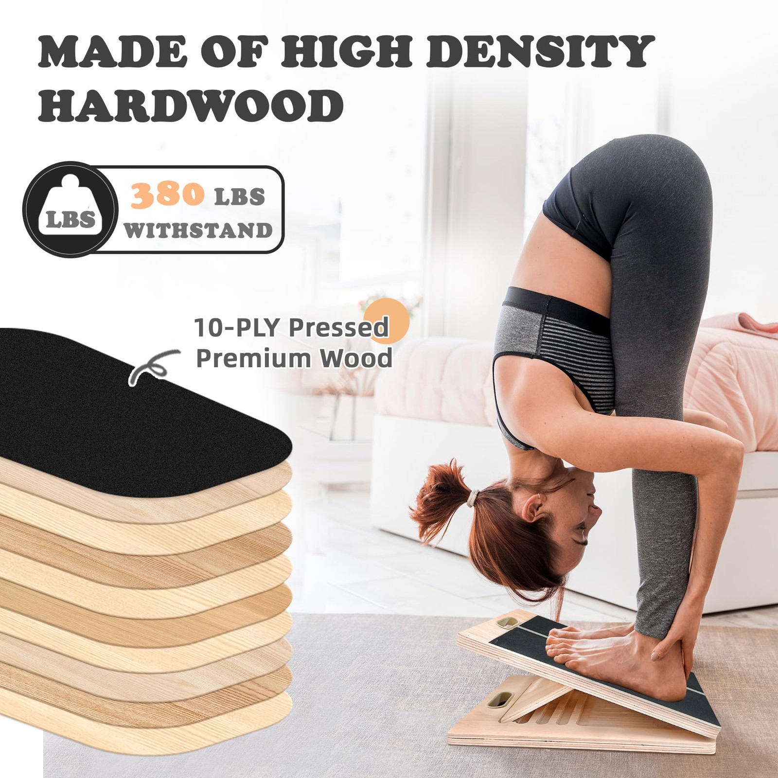 Slant Board for Calf Stretching, Adjustable Portable Wooden wooden