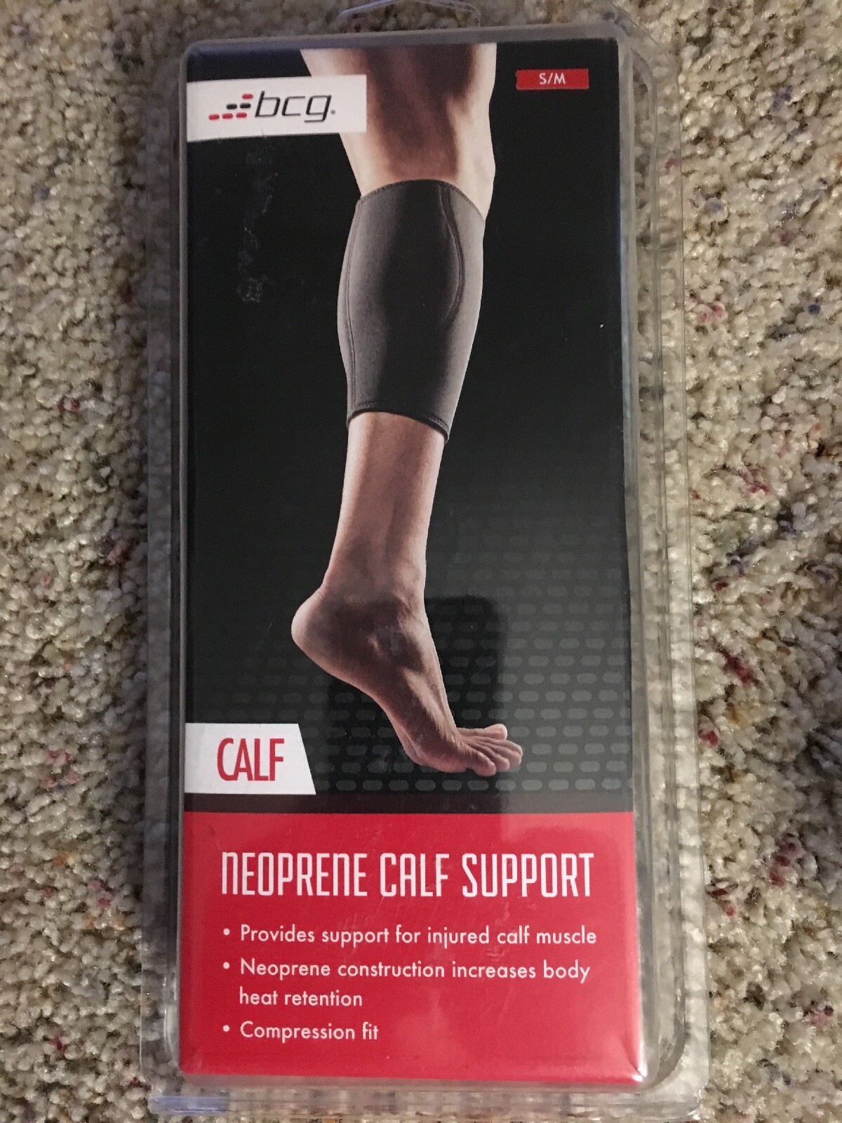 B CG-Neoprene Calf Support Size S / M Color Black Compression Support Fit-NEW