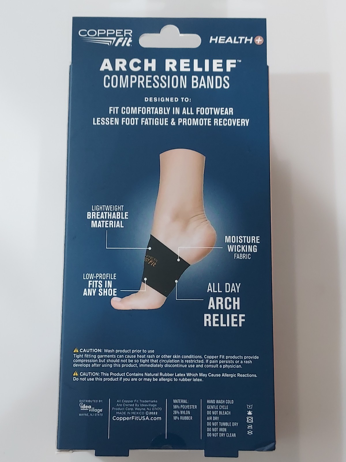 Copper Fit Arch Relief Compression Bands 1 Pair – One Size, Black