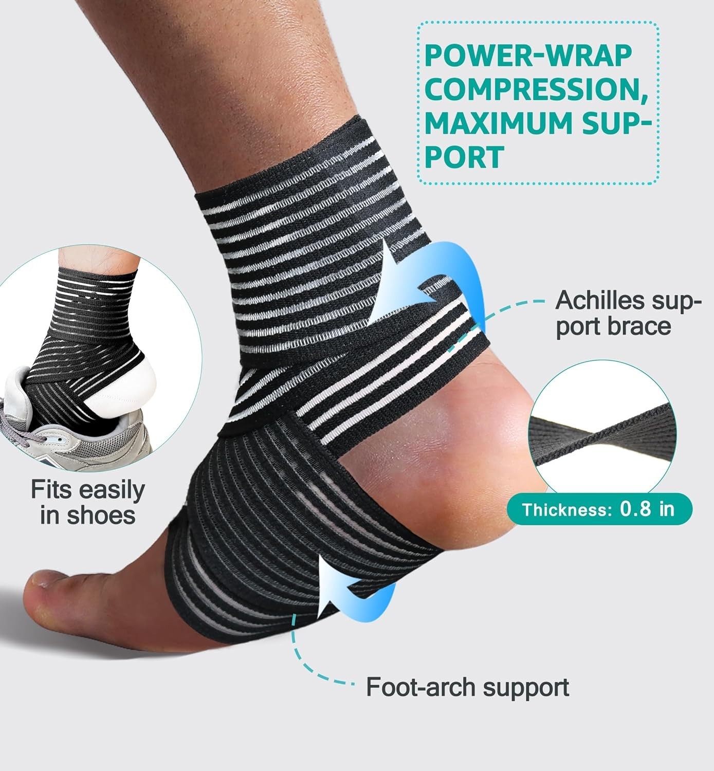 Foot Ankle Compression Brace 2 Pack Wrap Support Sprains Plantar Fasciitis