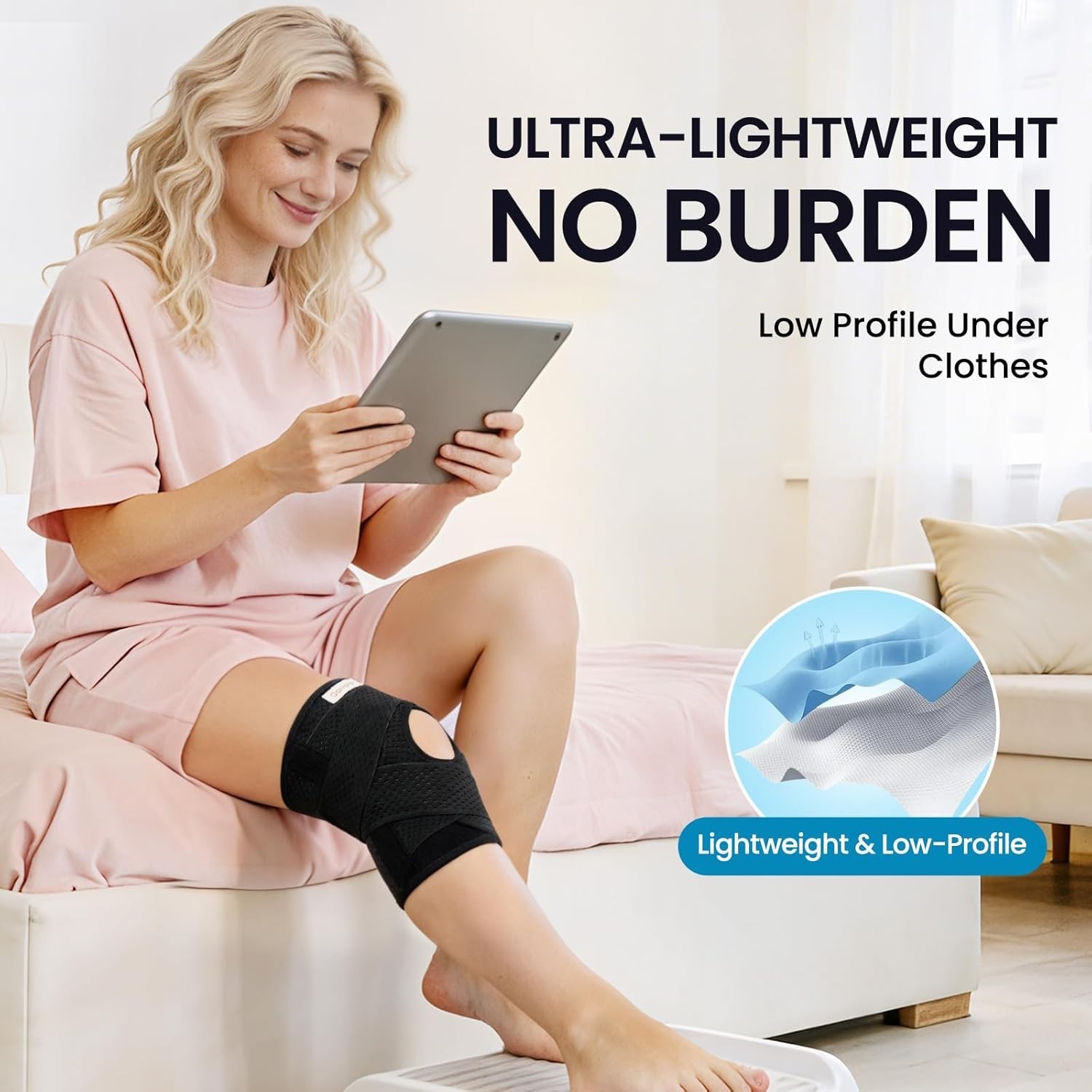 Lightweight Knee Support Brace with Open Patella Design – Injury Recovery Aid