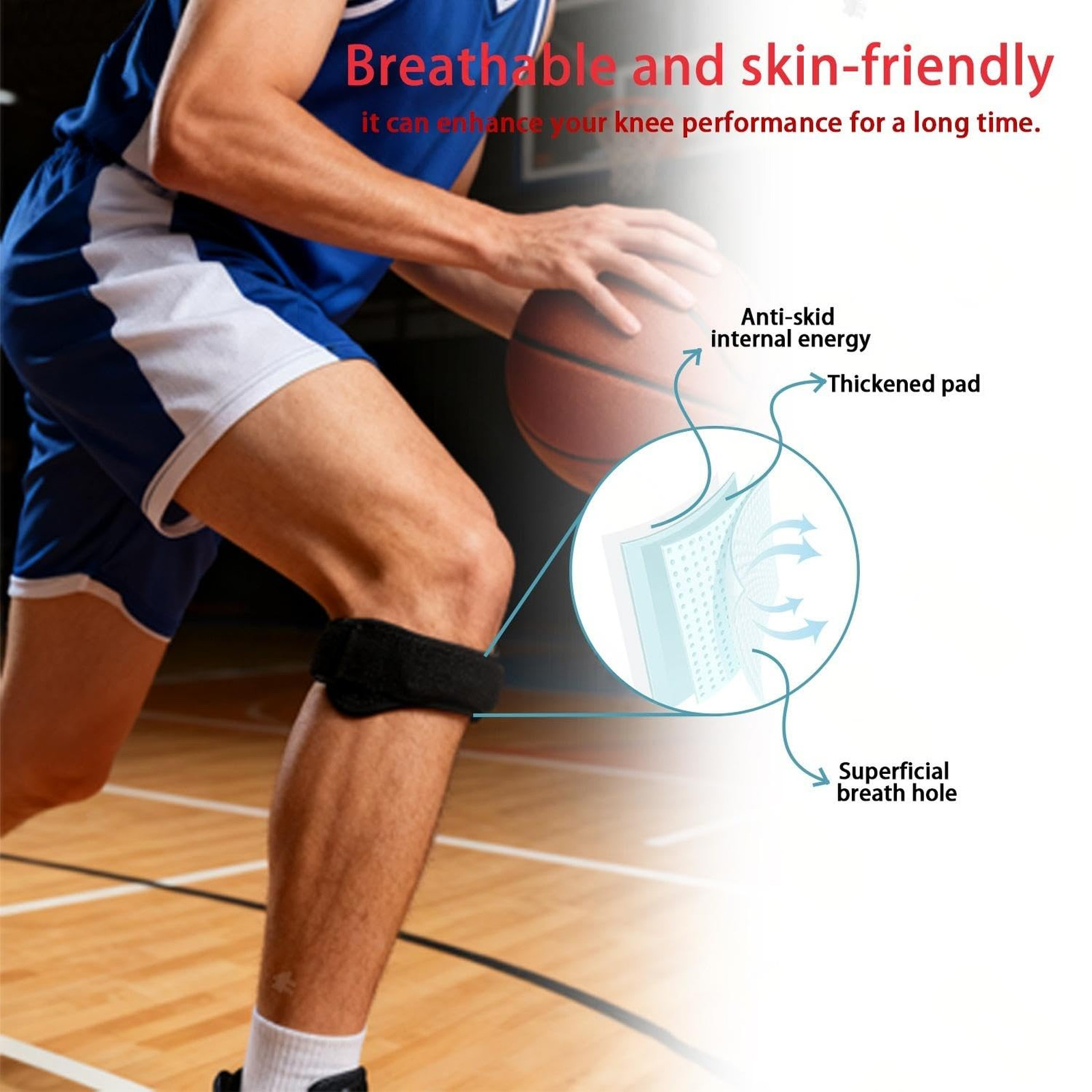 Knee Support Brace for Women Men Double Knit Patella Tendon Straps for Running