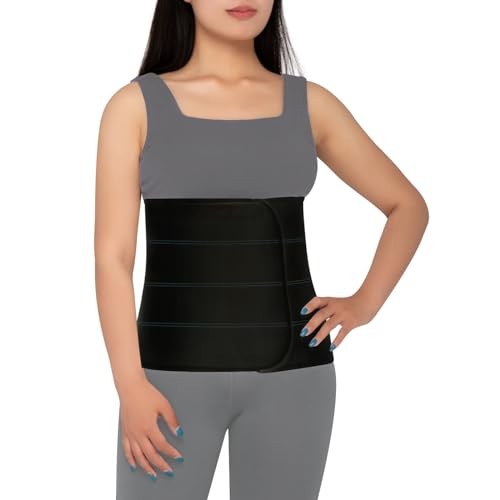 Abdominal Binder Pot urgery for Men and Women, 12″ 45″-60″ (L) Black – 4 Panel
