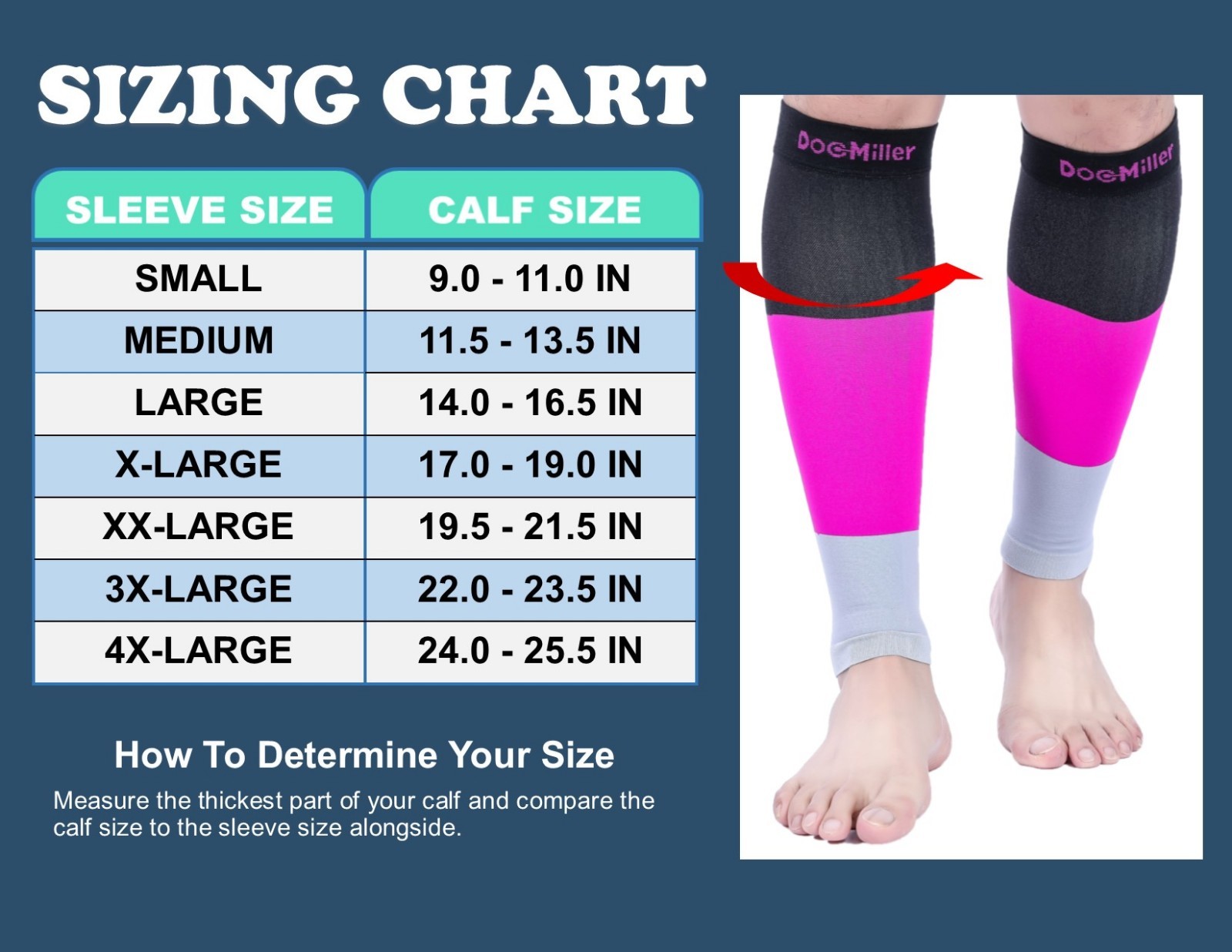 Doc Miller Calf Compression Sleeve 1Pair 20-30mmHg Varicose Veins BLACK/PINK/GRY