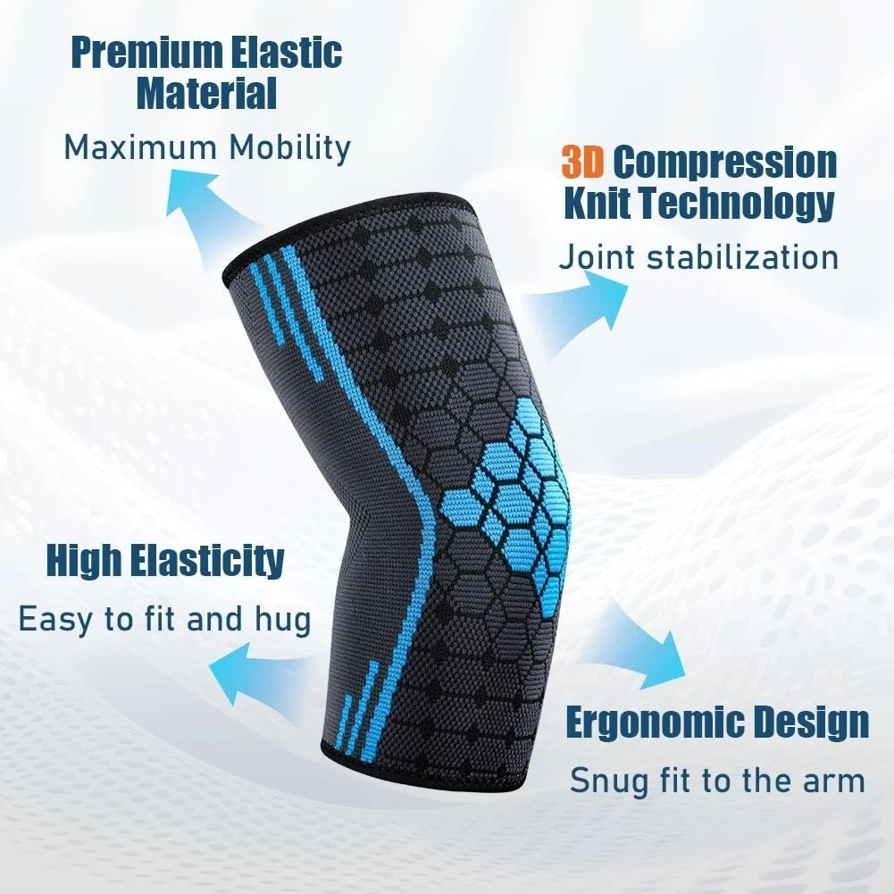 2 Pack Elbow Compression Sleeve Wraps Pads for Tendonitis Arthritis Bursitis