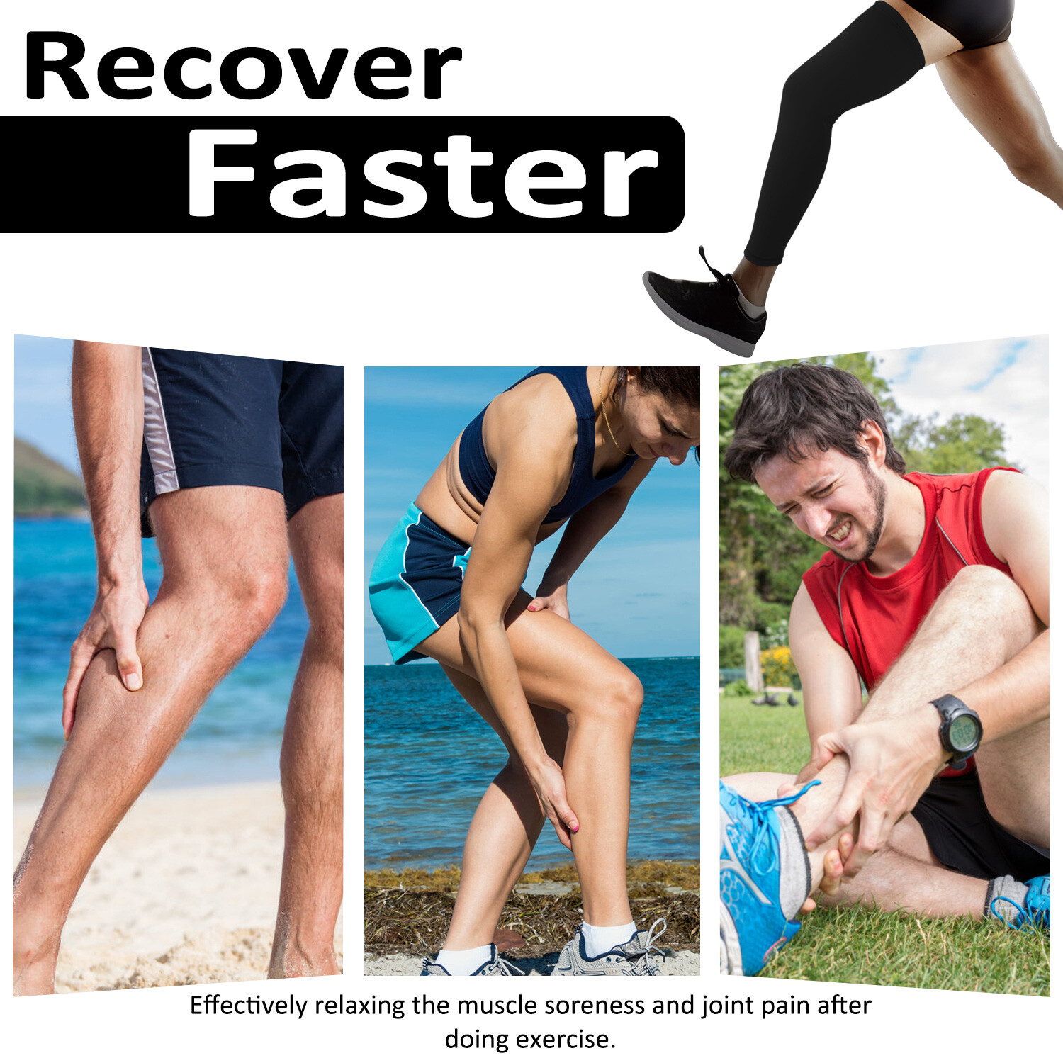 Compression Sleeve Socks Calf Support Leg Brace Thigh High Pain Relief Women Men