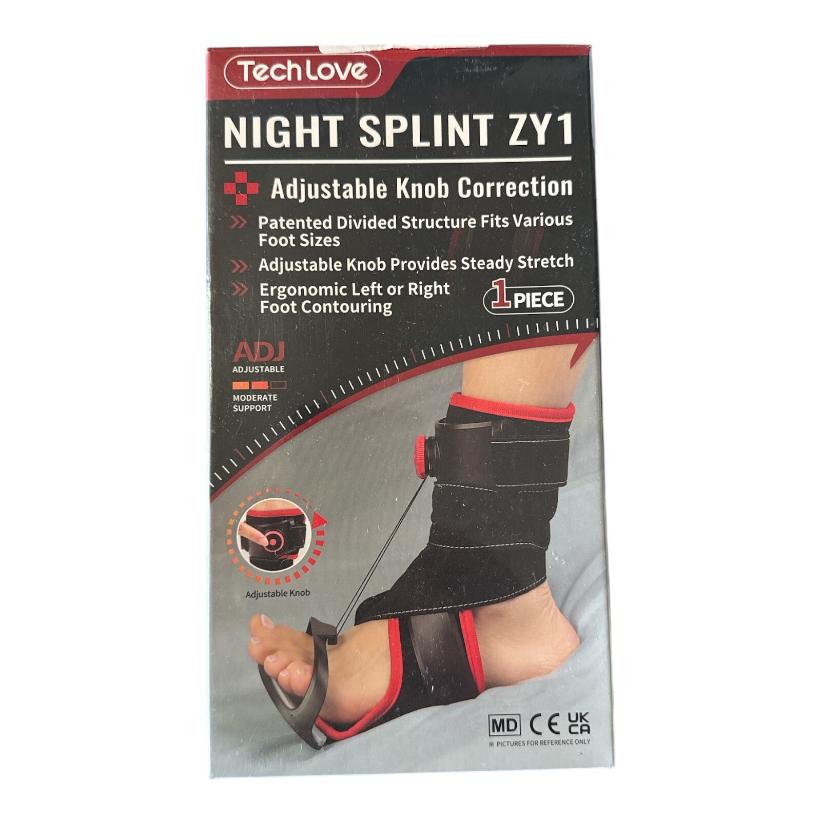 Tech Love ZY1 Night Splint – Adjustable Right Foot Brace for Plantar Support –
