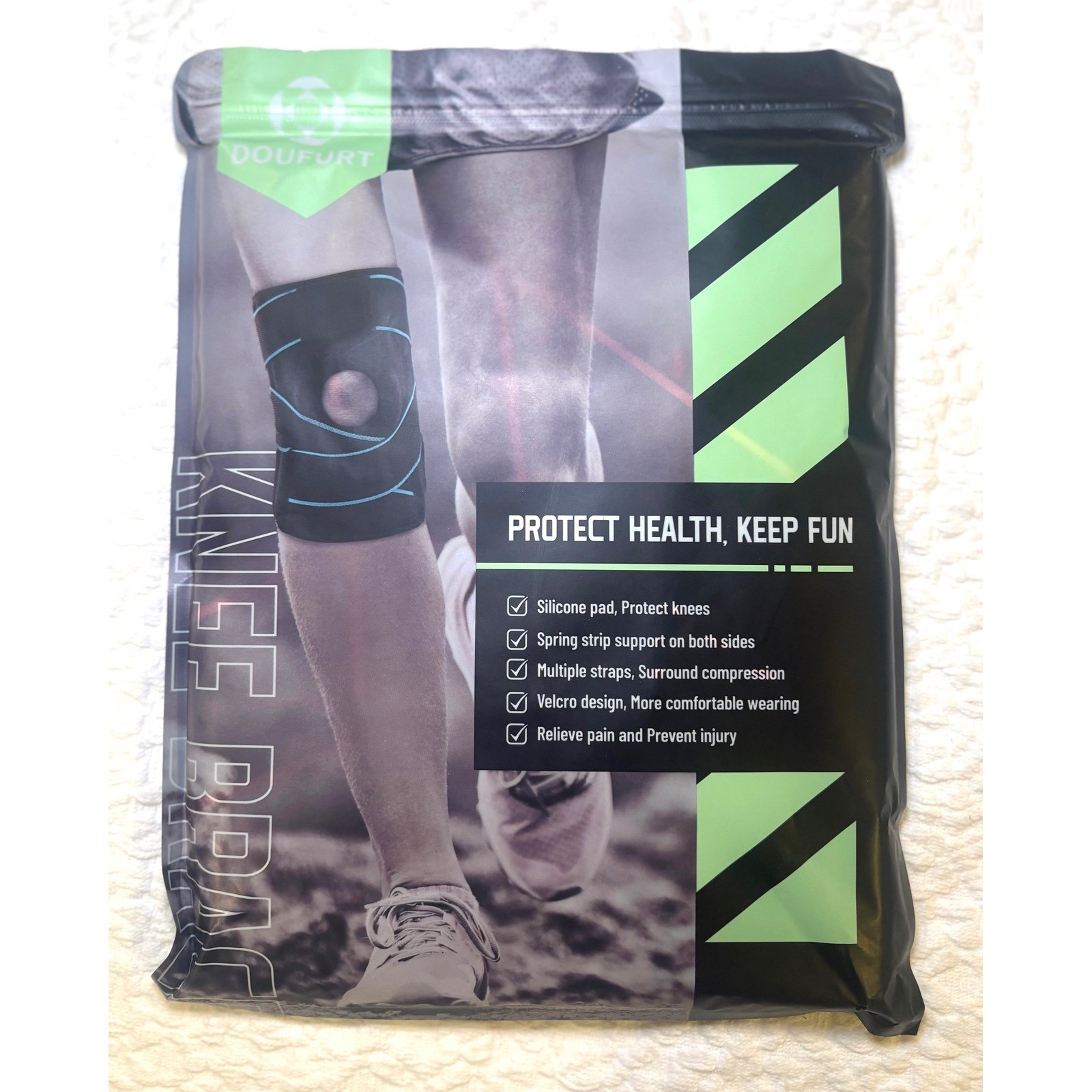 Doufurt Knee Brace with Silicone Pad & Side Stabilizers Black Pink Medium NEW