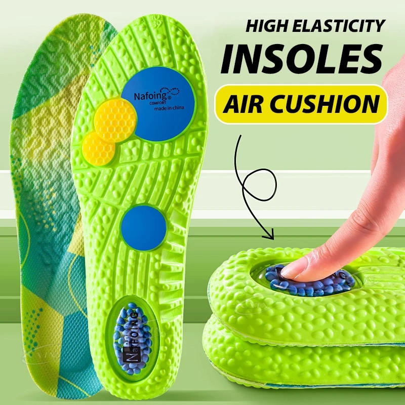 Sports Air Cushion High Elastic Running Insoles PU Shock-absorbing Soft Breathab