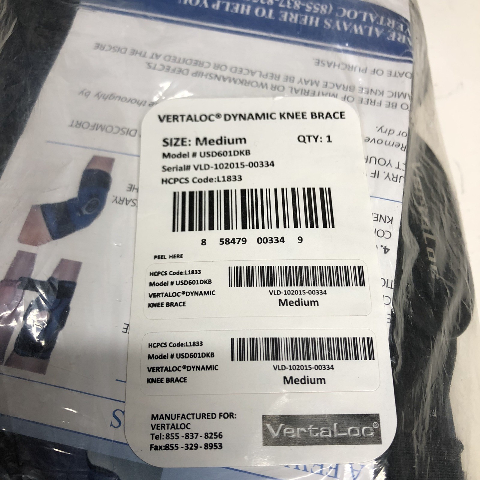 Vertaloc Dynamic Knee Brace Medium New In Bag