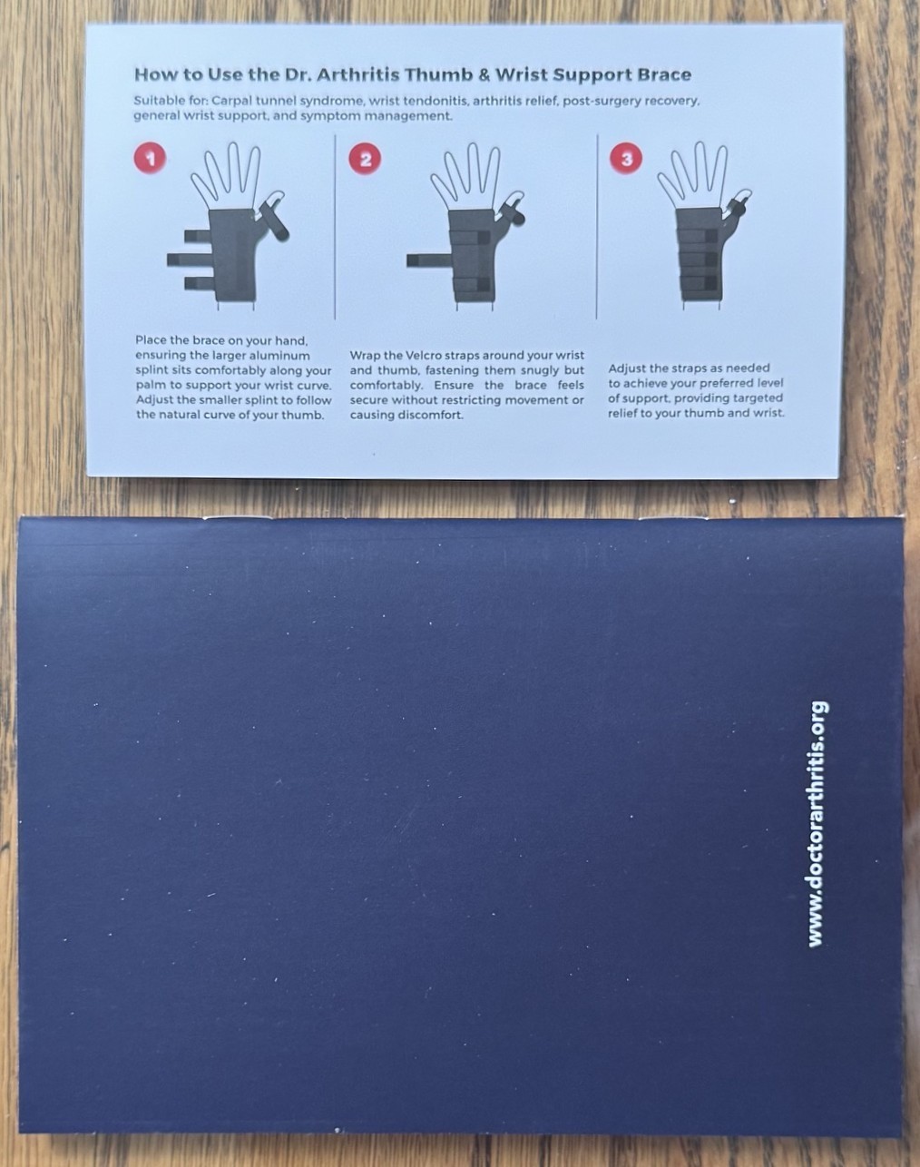 Dr. Arthritis ~ Thumb & Wrist Support Brace & Handbook ~ Size M/L Right Hand New