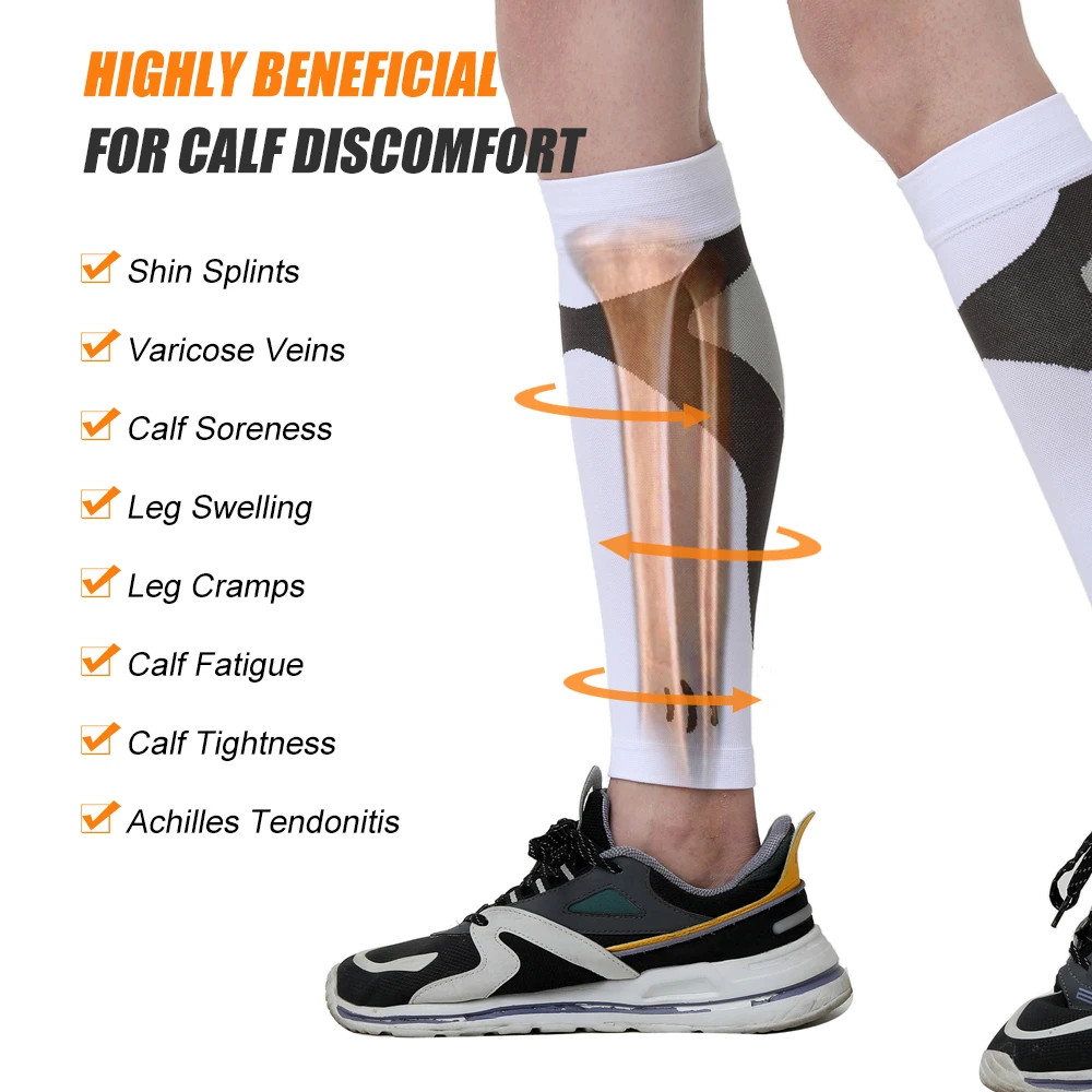 1Pair Calf Compression Sleeves for Men Women. Footless Socks Support for Running