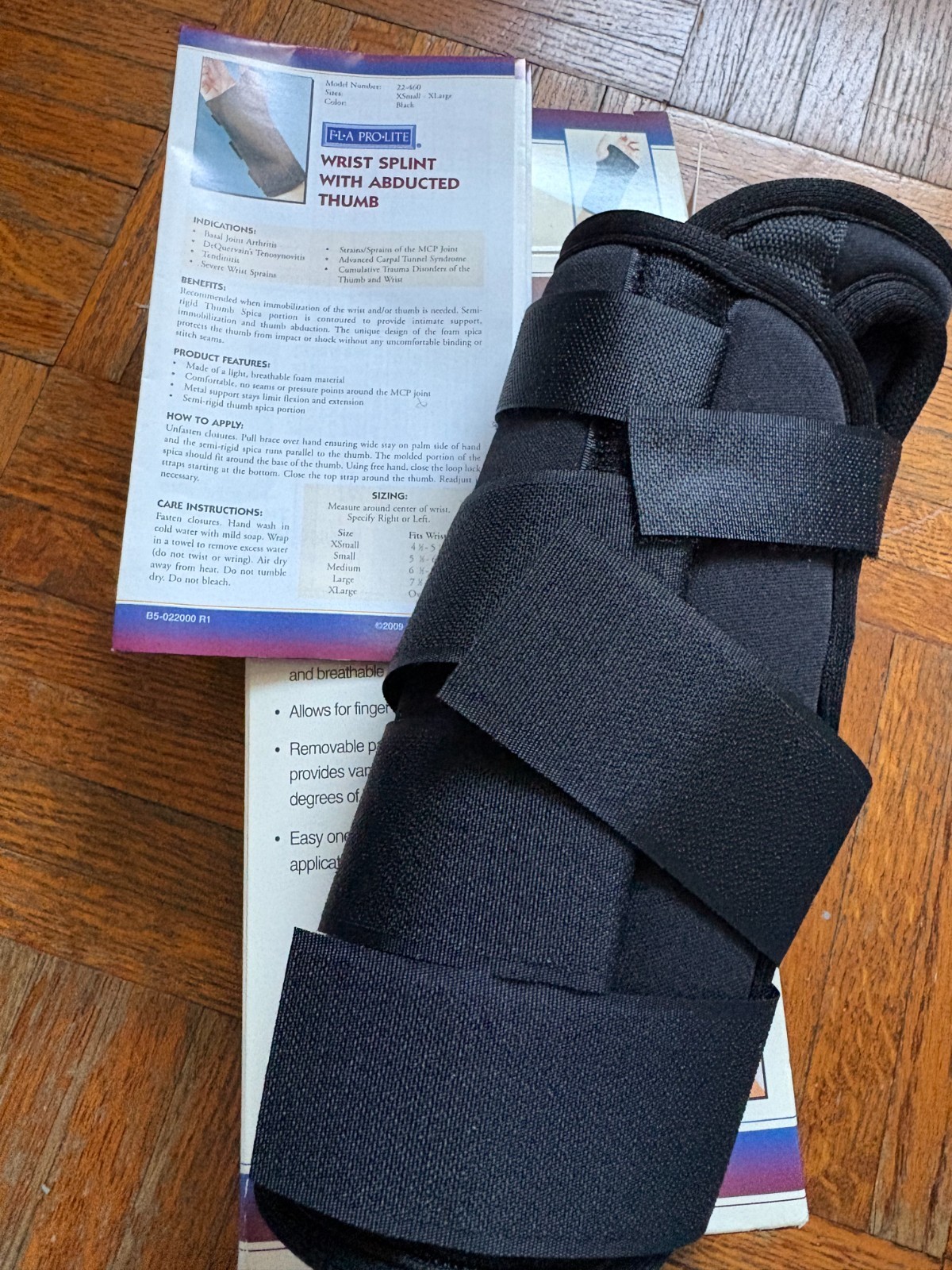 WRIST SPLINT FLA ORTHOPEDICS PRO-LITE PROFESSIONAL GRADE 8″ XL LEFT Black