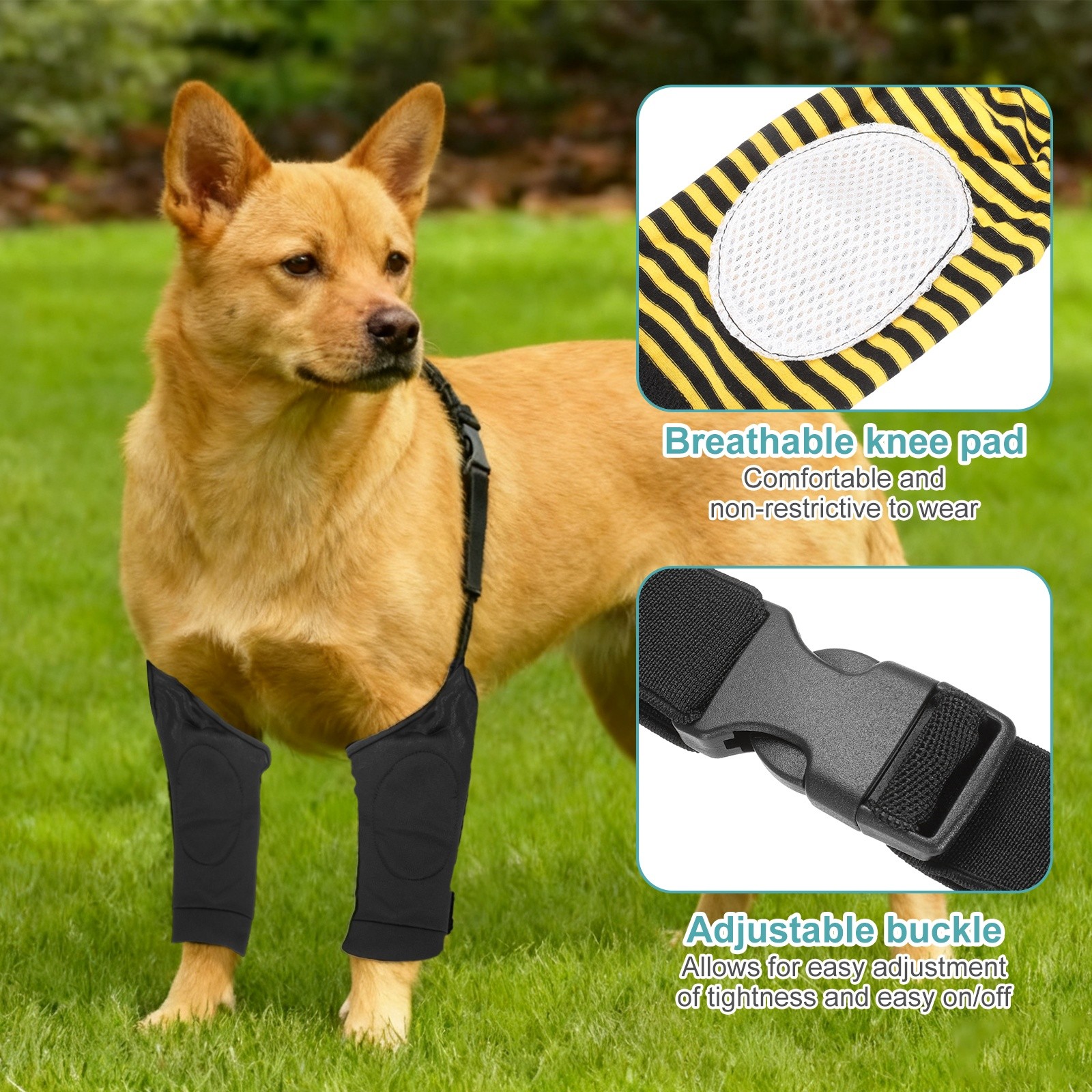 Dog Leg Sleeves, Suit for Front Legs (2XL, Yellow Black Stripes, Polyester)
