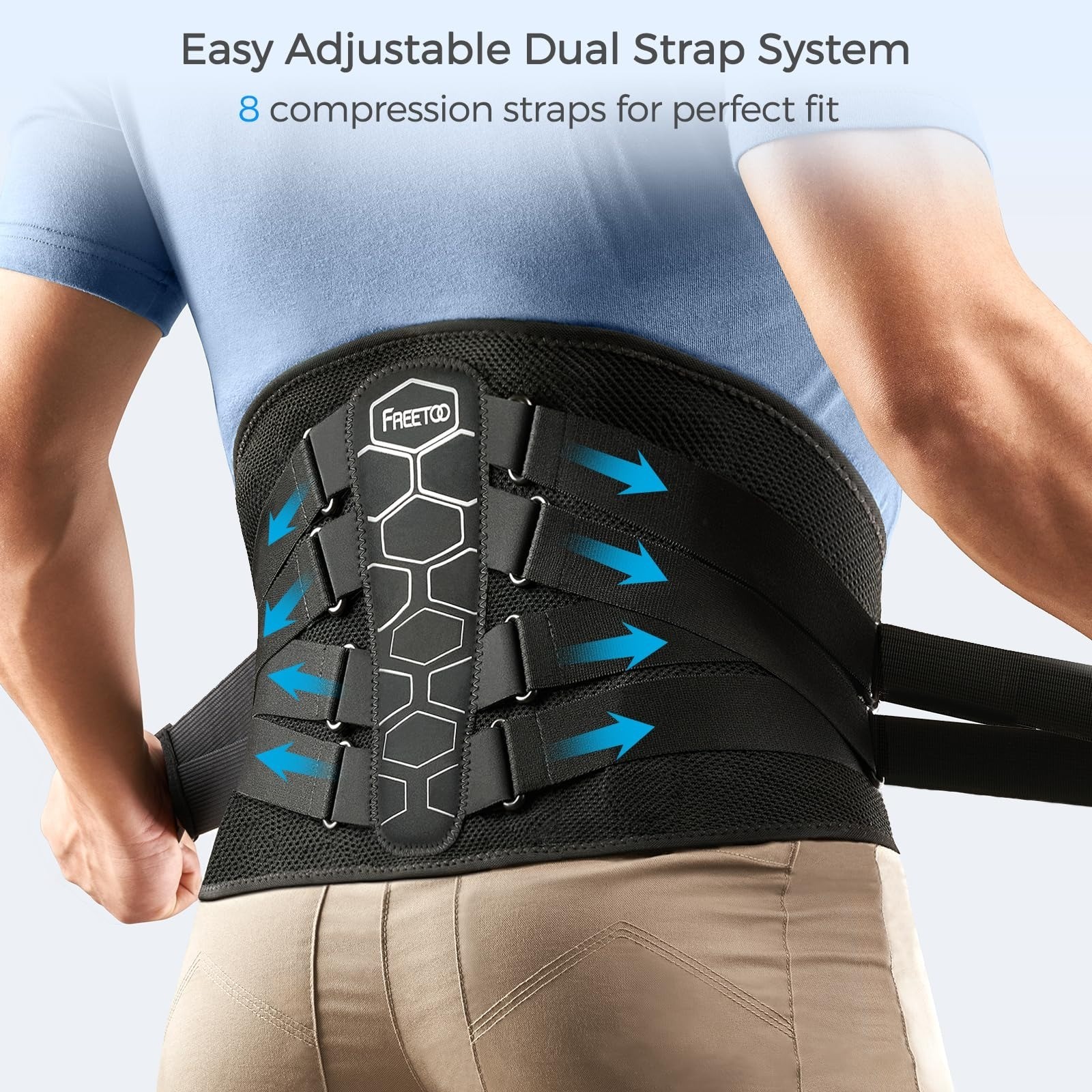 FREETOO Lower Back Brace Lumbar Support Belt for Pain Relief