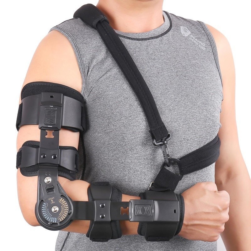 Adjustable Hinged Elbow Brace Post Surgery Stabilization Compression Support New