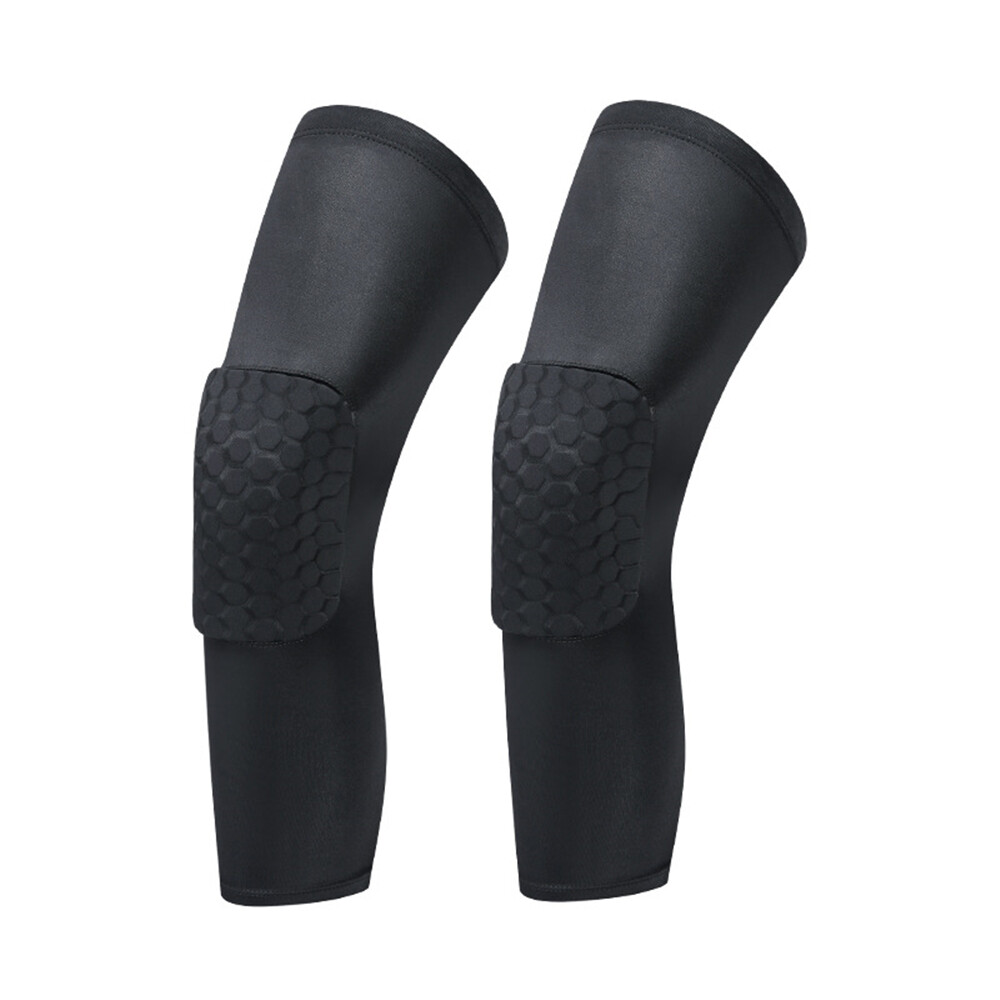 2pcs Black Compression Long Sleeve Support Leg Knee Pad Brace Sport Pain Guard