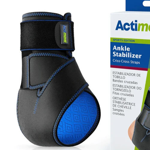 Actimove Ankle Stabilizer Criss-Cross Straps Universal Black Size 8″-10.5″