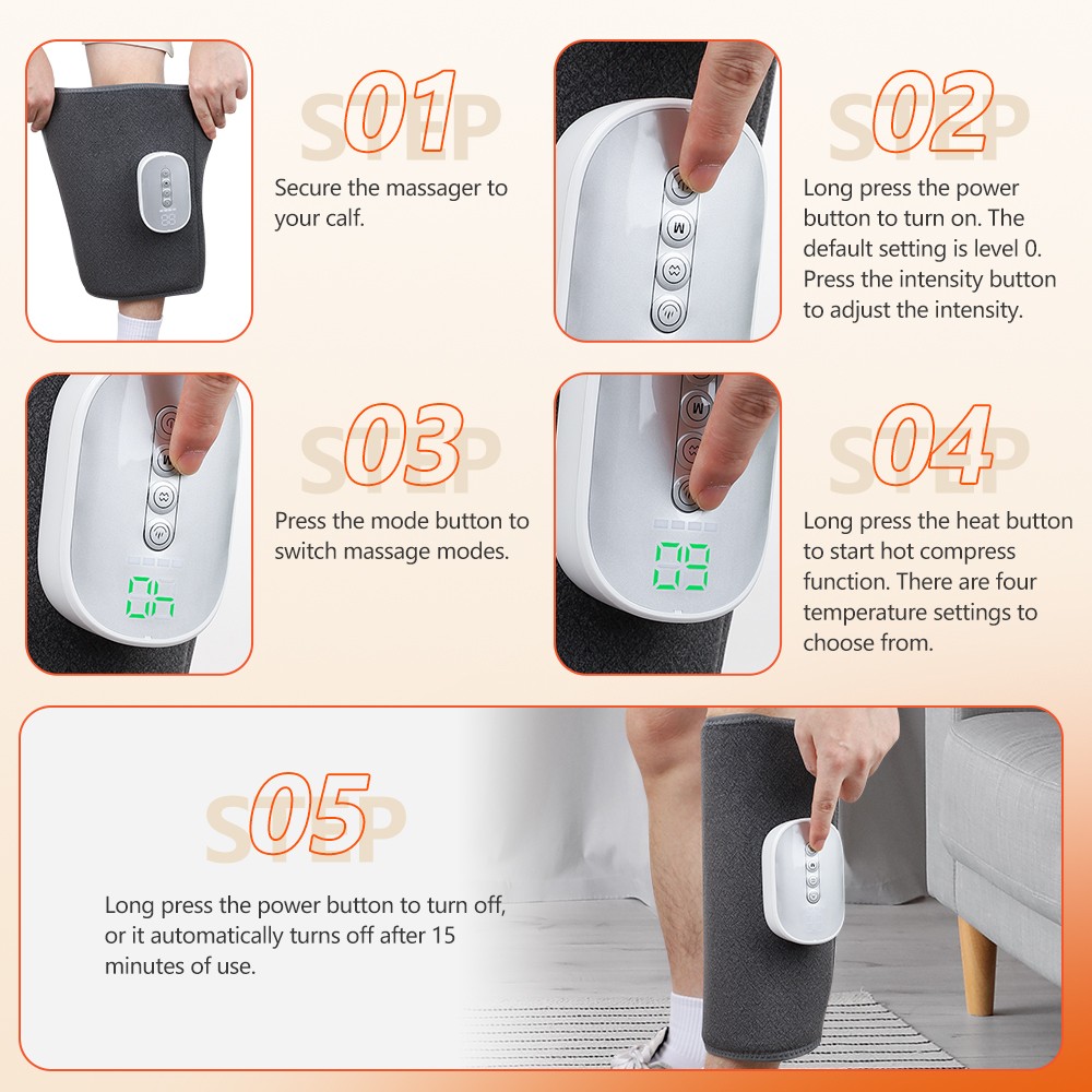 Air Compression Heated Leg Massager Muscles Relax Calf Circulation Foot Massage