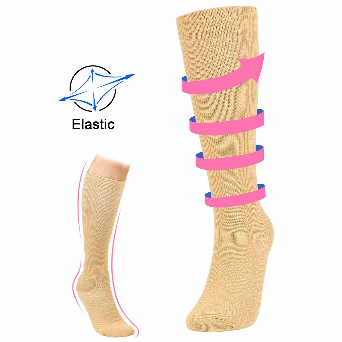 (3 Pairs) Copper Compression Socks 20-30mmHg Graduated Support Mens Womens S-XL