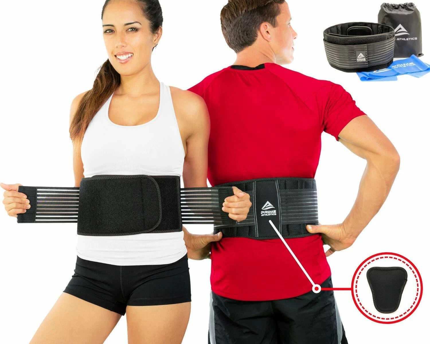 Lumbar Support Belt – Back Brace for Back Pain Relief Bonus Resistance Band L/XL
