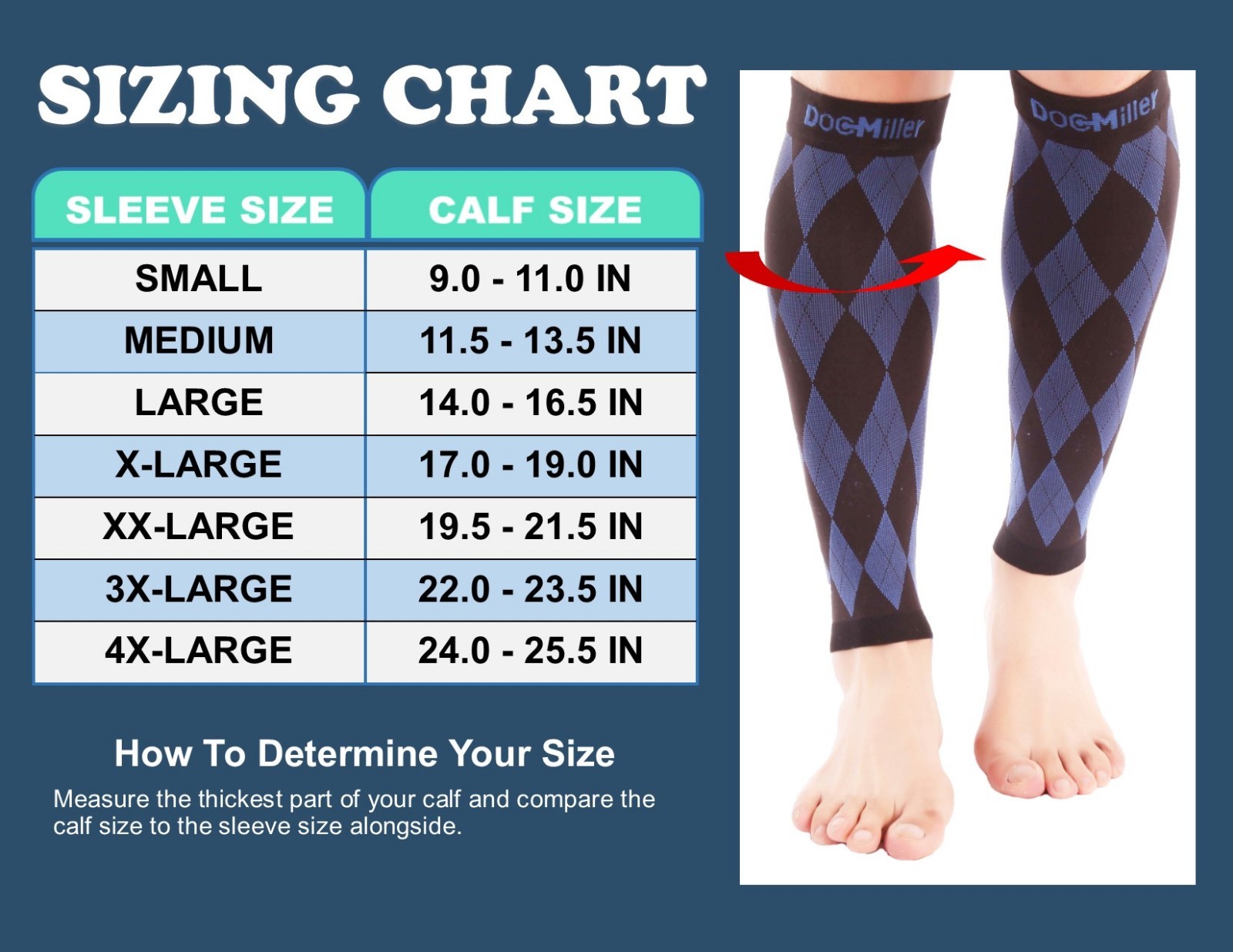 Doc Miller Legs Compression Stockings Calf 20-30MMHG Sleeves For Varicose Pain