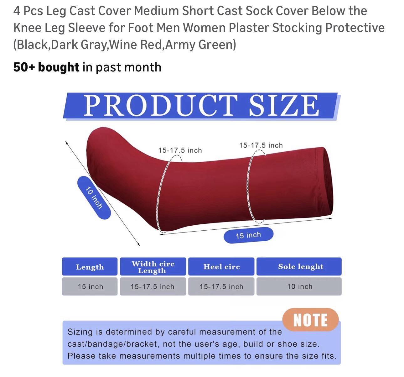 4pc Leg Cast Covers Waterproof Below Knee Sleeve Foot Protector Set