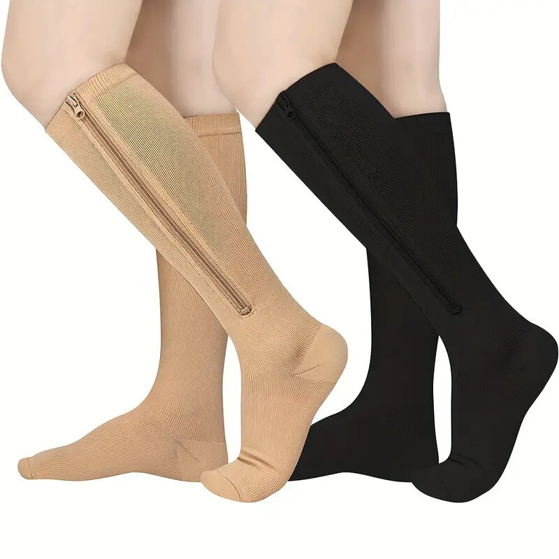 3x Zip-Up Compression Socks 20-30 mmHg Closed Toe With Zipper Pain Relief Unisex