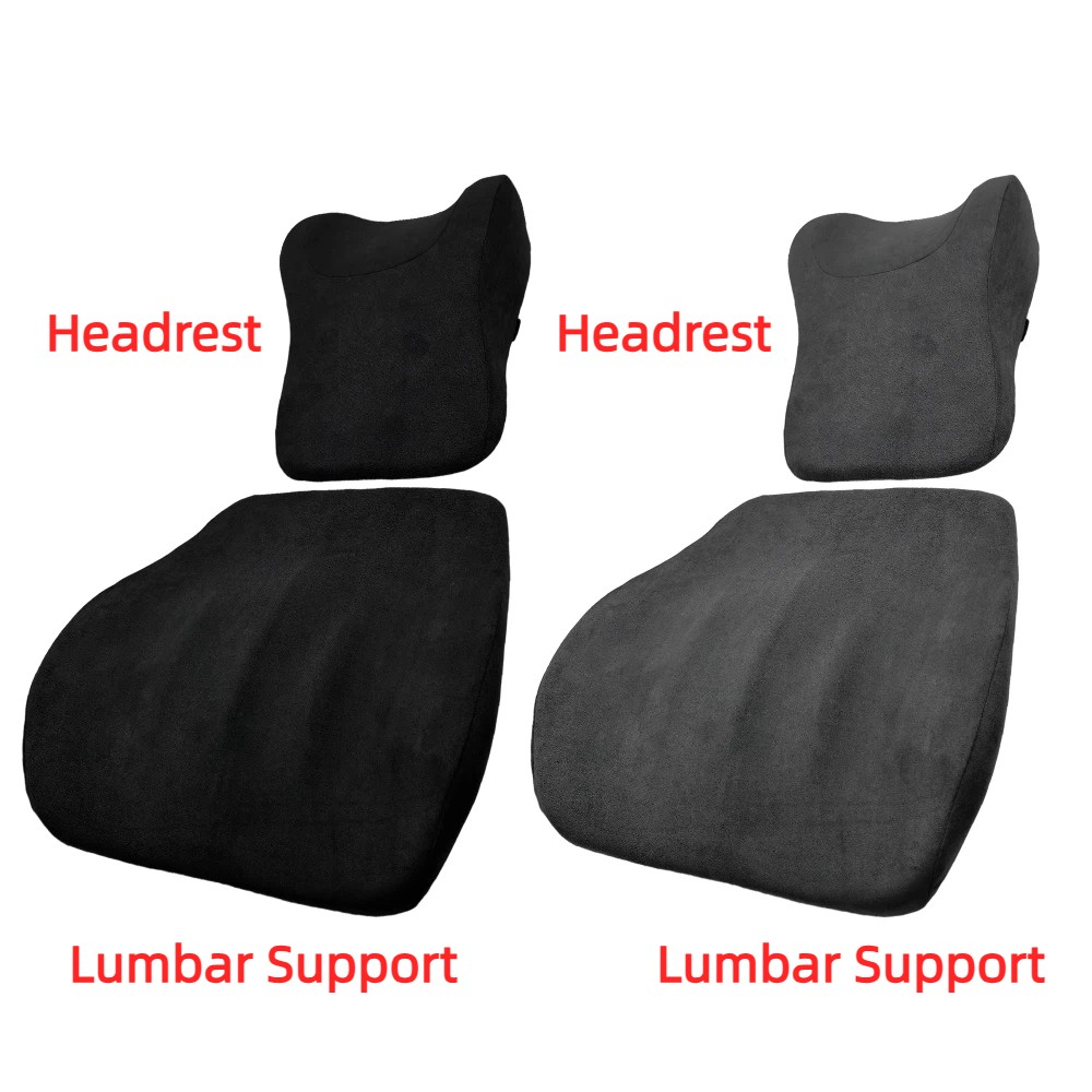 Memory Foam Headrest & Lumbar Support Pillow Cushion Travel Car Seat Home Office