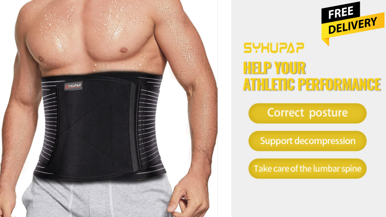Fitness Back Brace for Men Lower Back Support Belts 5/6 pcs Metal Spring Strip