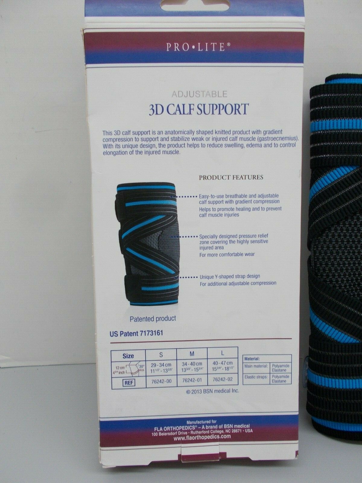 FLA Orthopedics Pro Lite Adjustable 3D Calf Support, Choose Size S, M, L