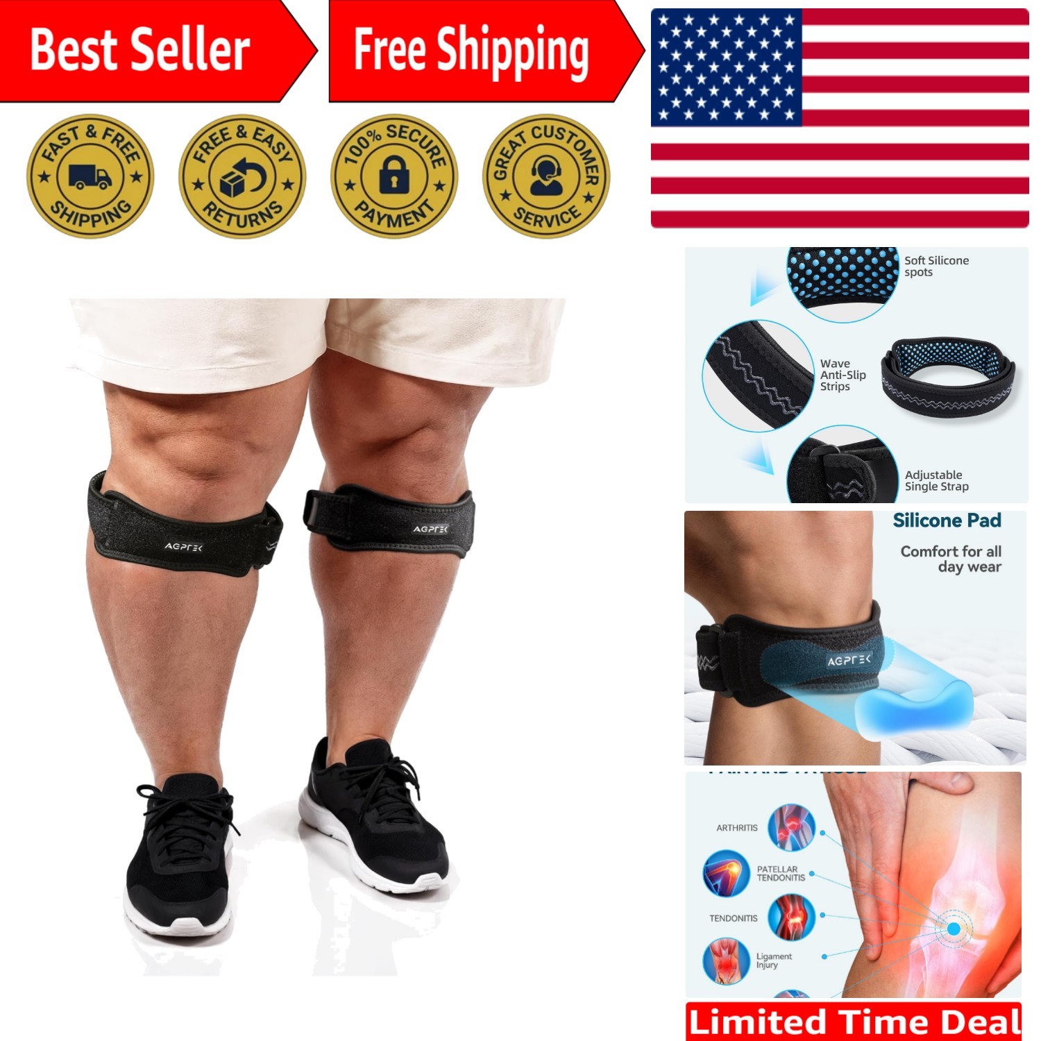 All-Day Comfort Plus Size Knee Brace – Pain Relief for Running & Weightlifting
