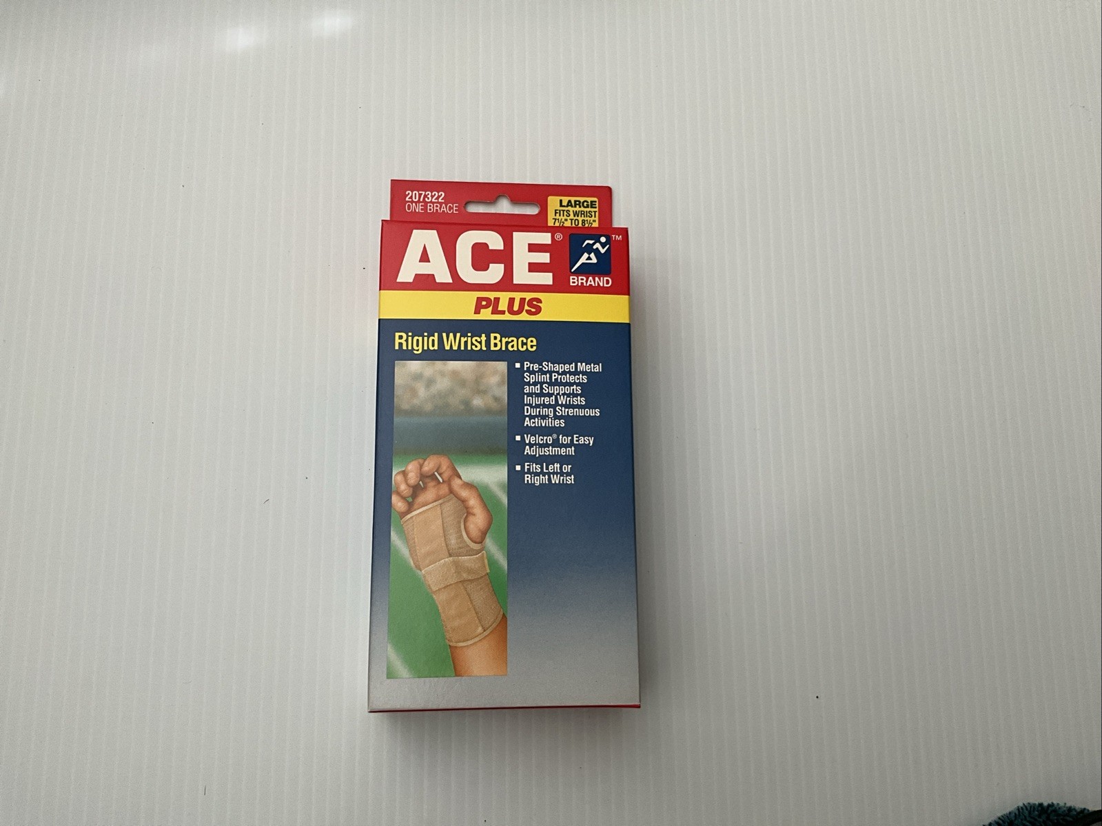 ACE PLUS RIGID WRIST BRACE 207322 LARGE FITS WRIST 7 1/2” TO 8 1/2”