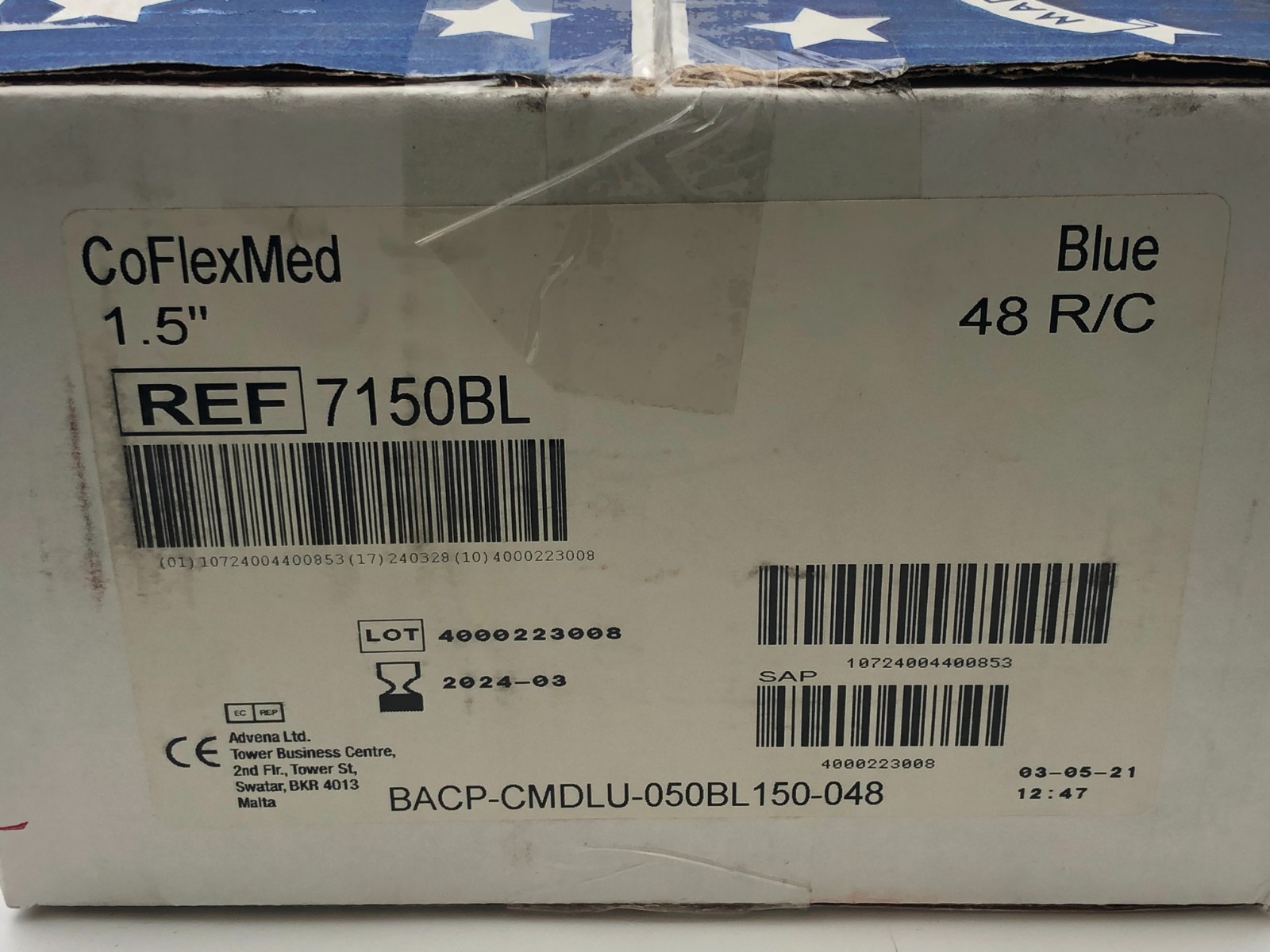 Coflex 1.5″ Self-Adherent Bandage Blue 48 Rolls Cohesive Wrap Medical NEW
