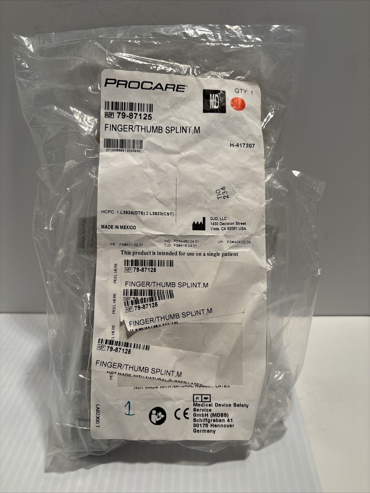 procare 79-87125 Finger/thumb Splint/medium