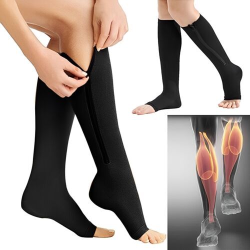 Copper Zipper Compression Socks Knee Support Compression Stockings 15-20mmHg US-