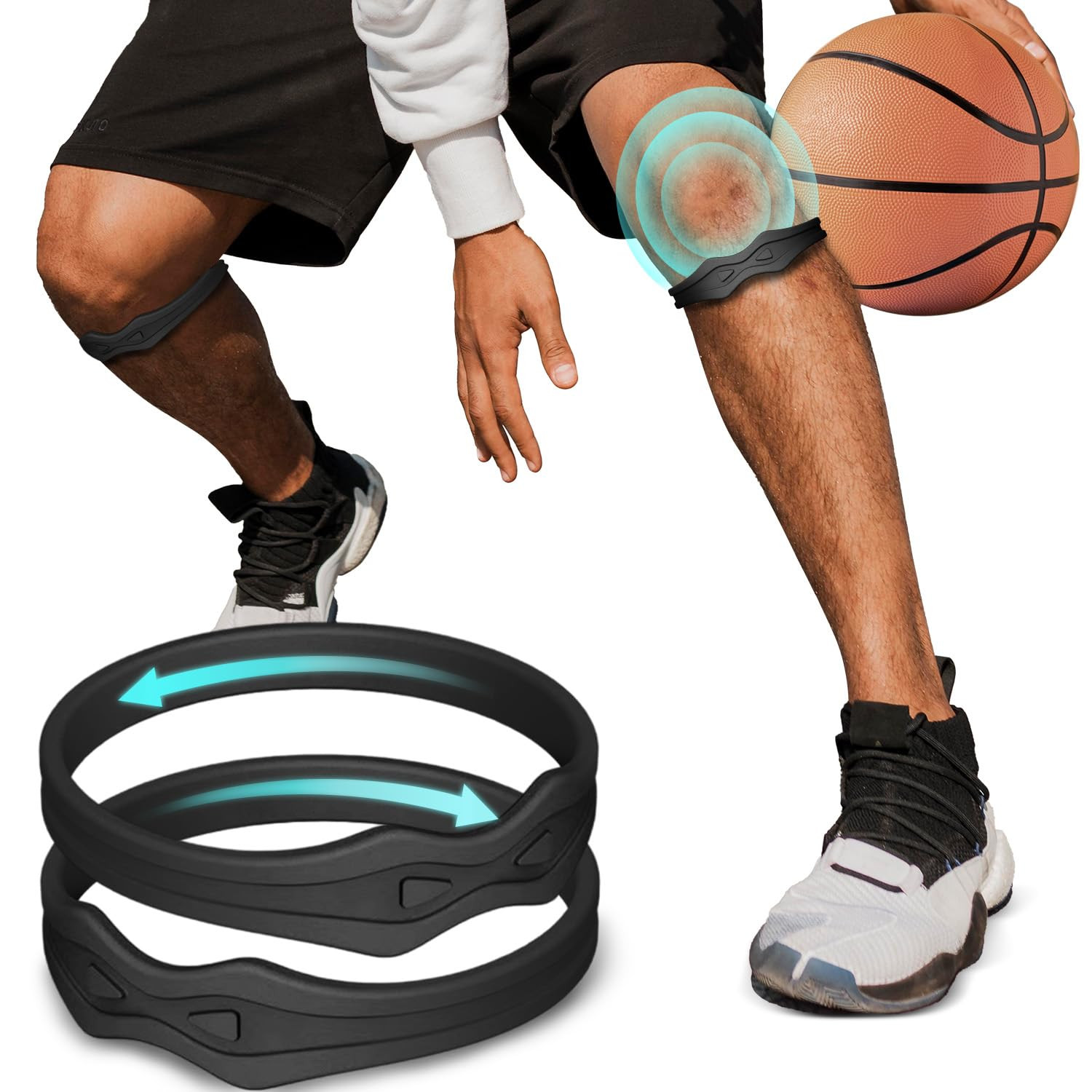 Patella Knee Band: 2 Pack Patellar Tendon Support Strap for Pain Relief – Adjust