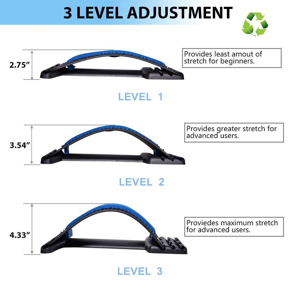 Back Stretcher for Lower Back , 3 Level Adjustable Lumbar Cracker Board, Spine B