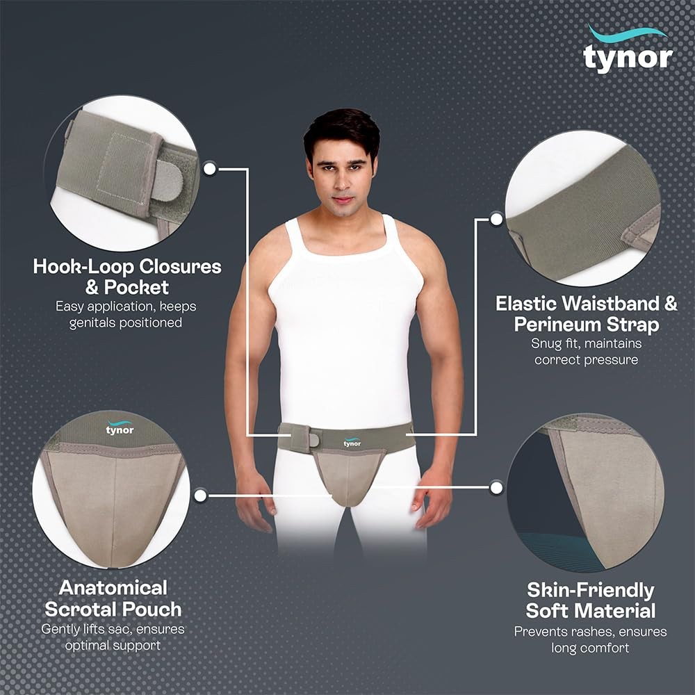 TYNOR Scrotal Support Effective Support & Lift To The Scrotum (Gray) With FS