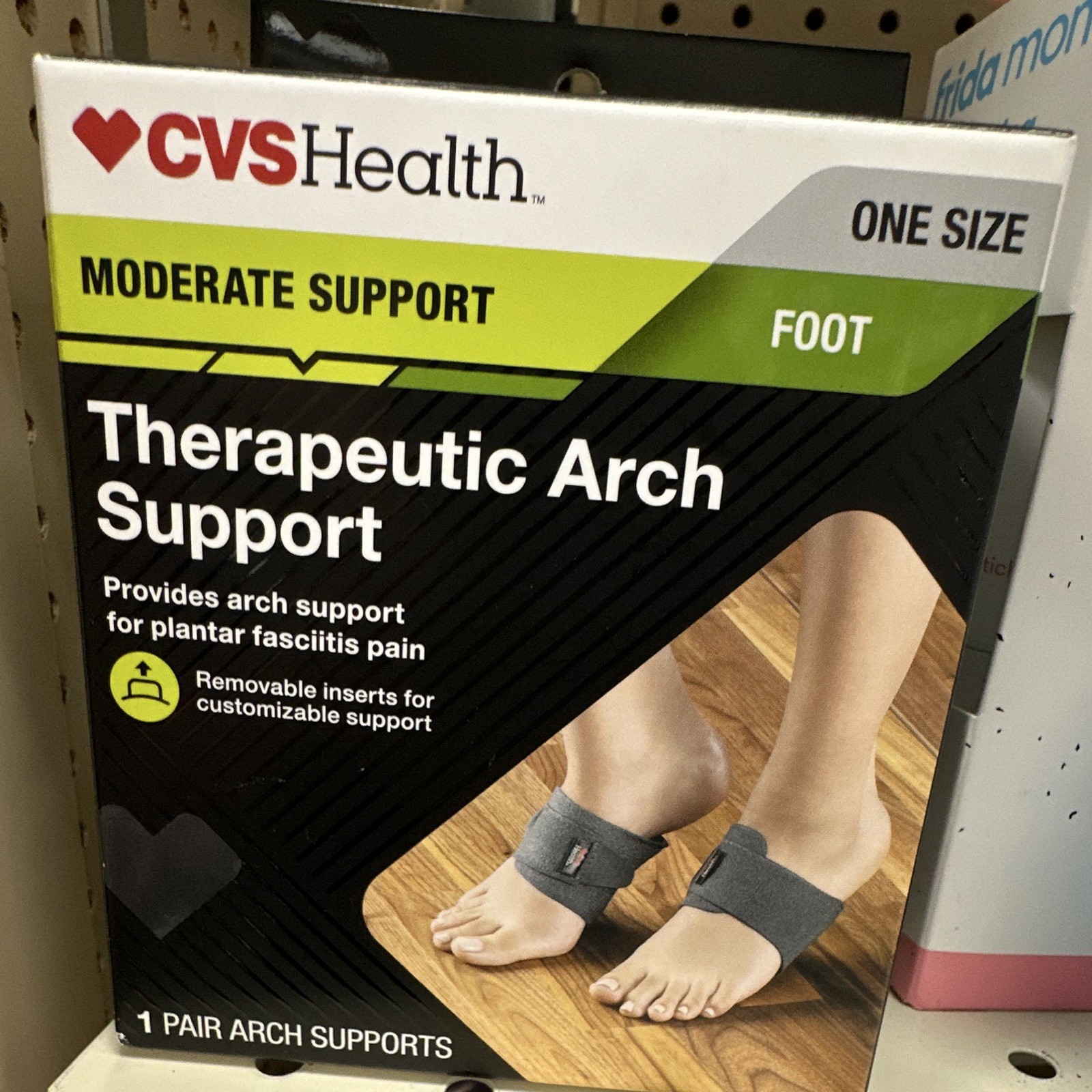 CVS Health Therapeutic Arch Support Foot Wrap Adjustable Breathable Gray 1 Pair