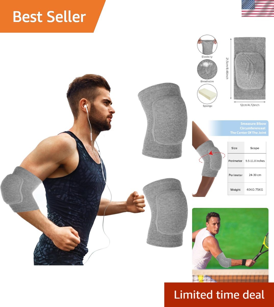 Anti-Collision Elbow Brace Pair – Ideal for Tennis, Basketball, Volleyball