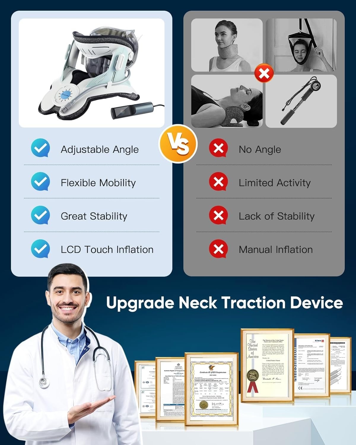 Advanced Cervical Traction Device with 8 Airbags – Portable Neck Relief Solution