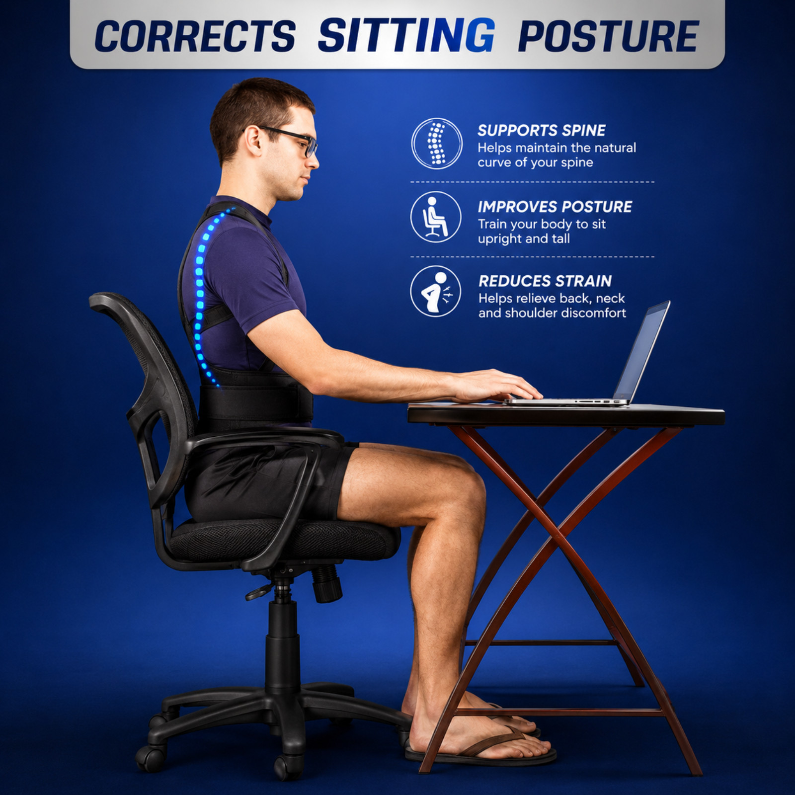 Posture Corrector Support Magnetic Back Shoulder Brace Belt Band For Men Women