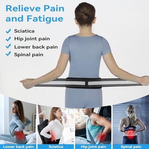 Waist Belt Sacroiliac Hip Belt, Lumbar Support Sciatica Pain Medium Black-2