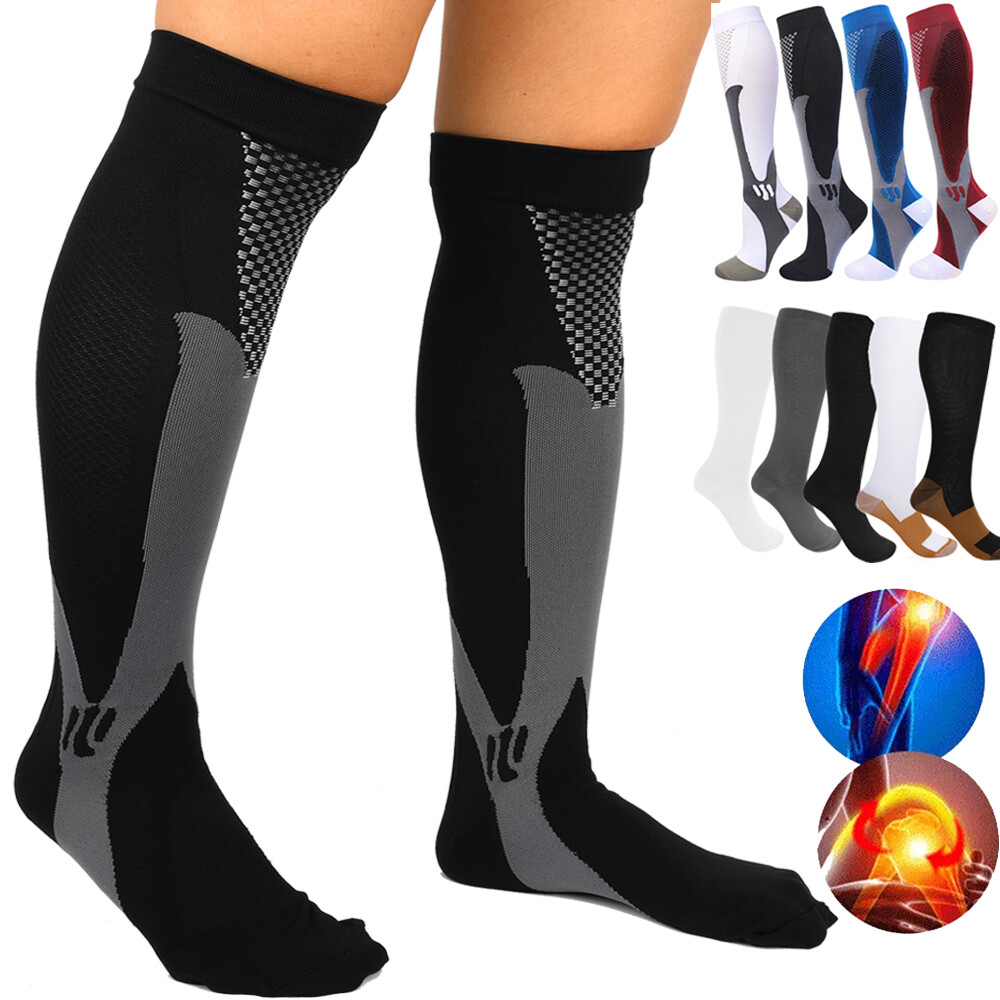 Sport Compression Socks Stockings Knee High Womens Mens Medical 20-30 mmHG S-XXL