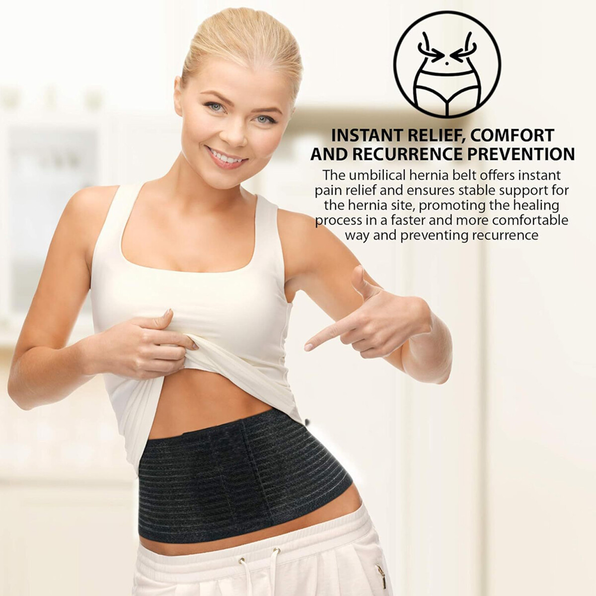Navel Hernia Waist Belt for Men & Women Abdominal Low Back Brace Support Binder