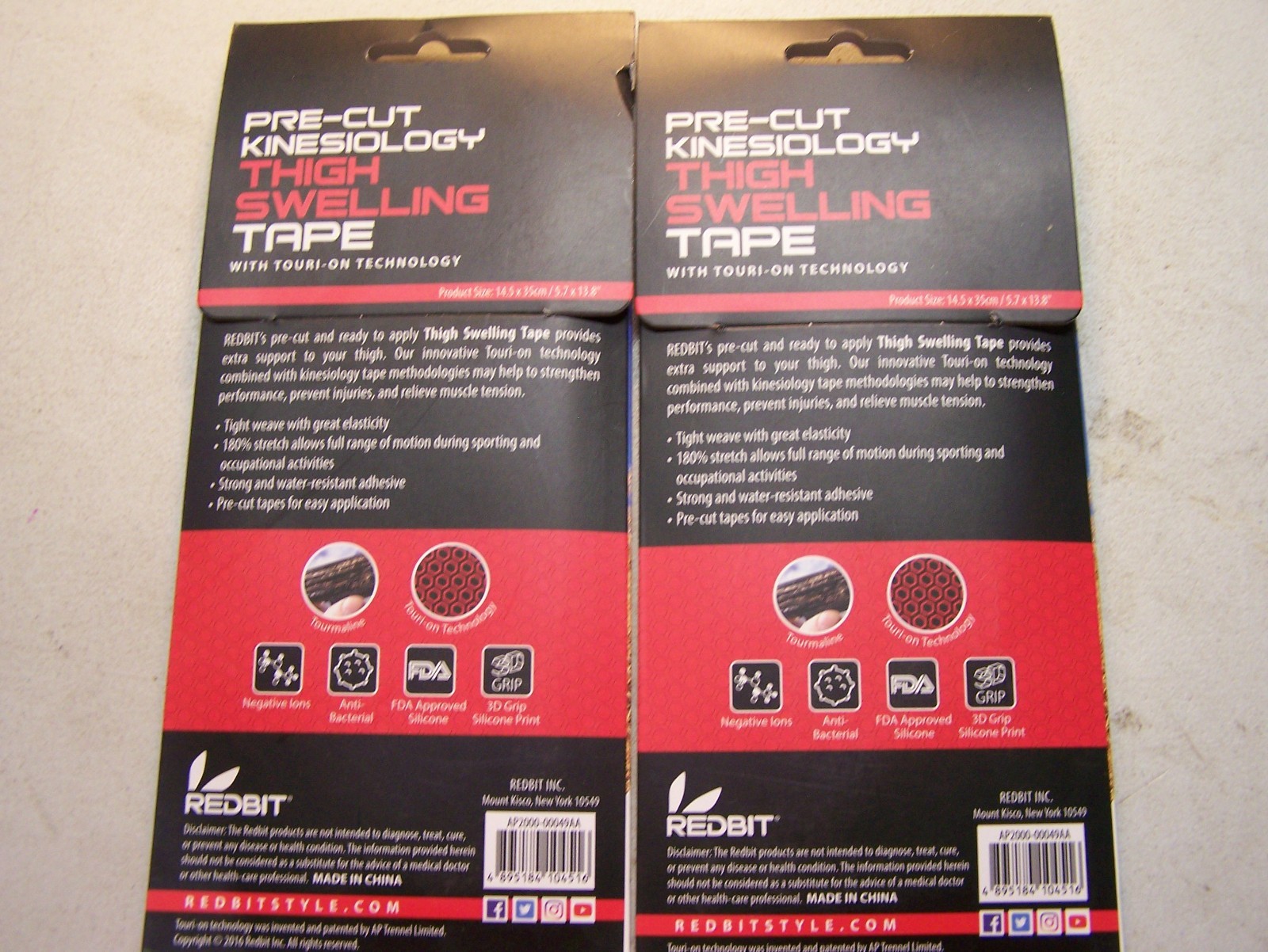 Redbit Pre-Cut Kinesiology Technology Thigh Swelling Set Of 2 In Box