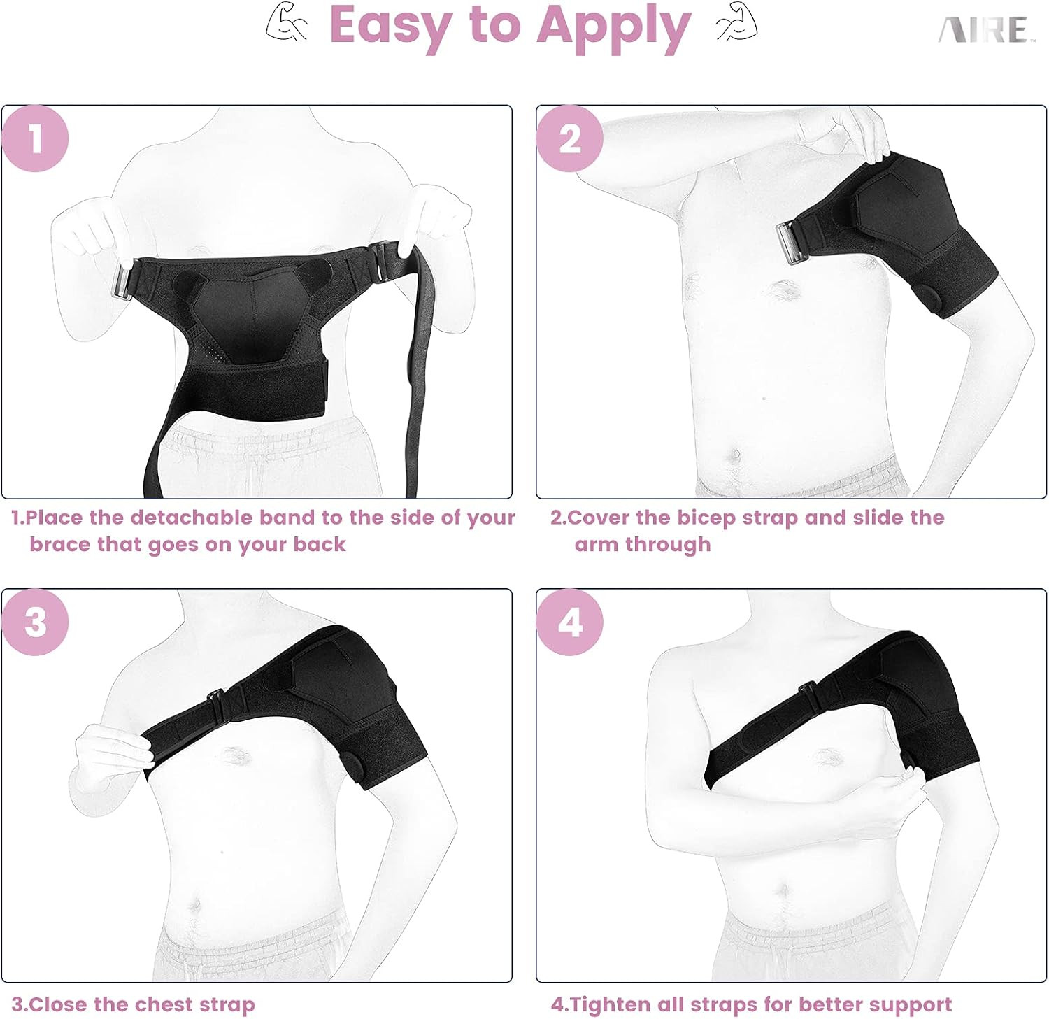 Adjustable Shoulder Support for Rotator Cuff, AC Joint Pain Relief,