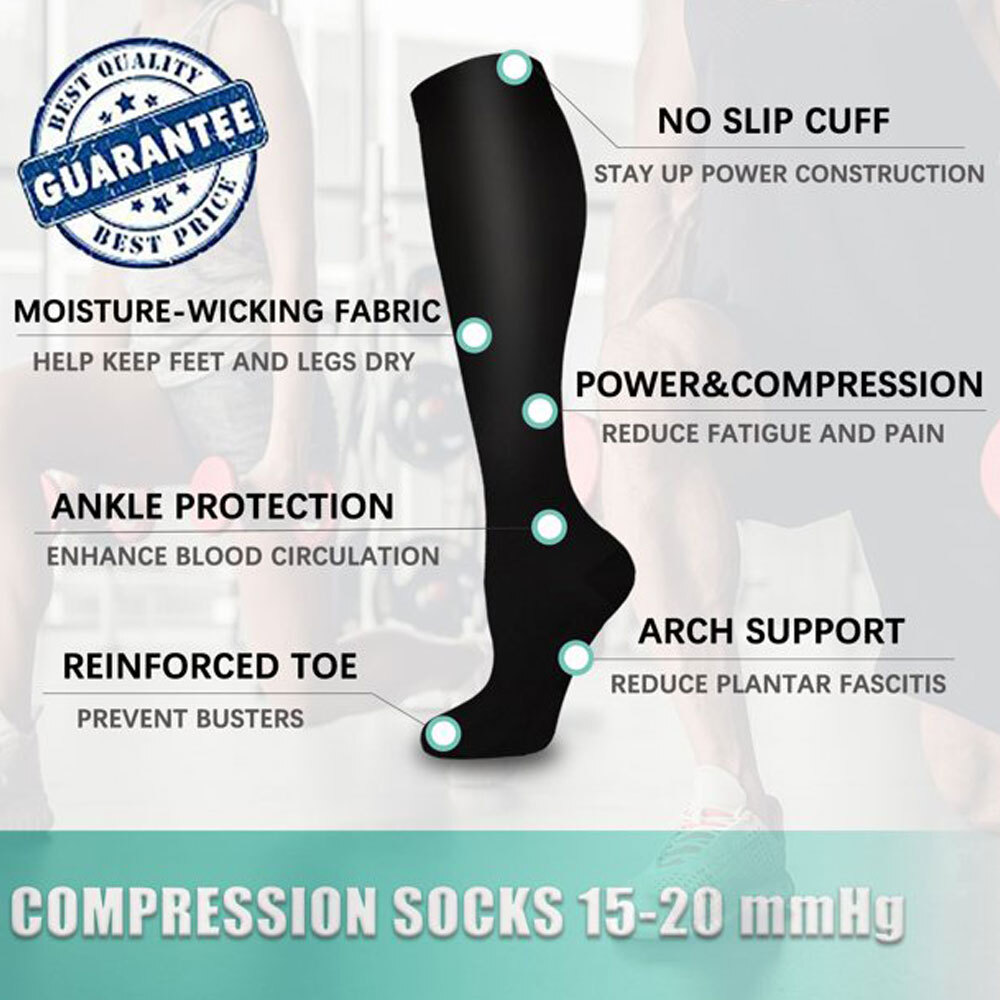 3x High Quality Socks Compression Socks For Women Men Knee High 20-30 mmHG SOX