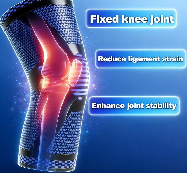 1 Pair Copper Knee Brace Knee Support w/ Patella Gel Pad & Side Stabilizers XL